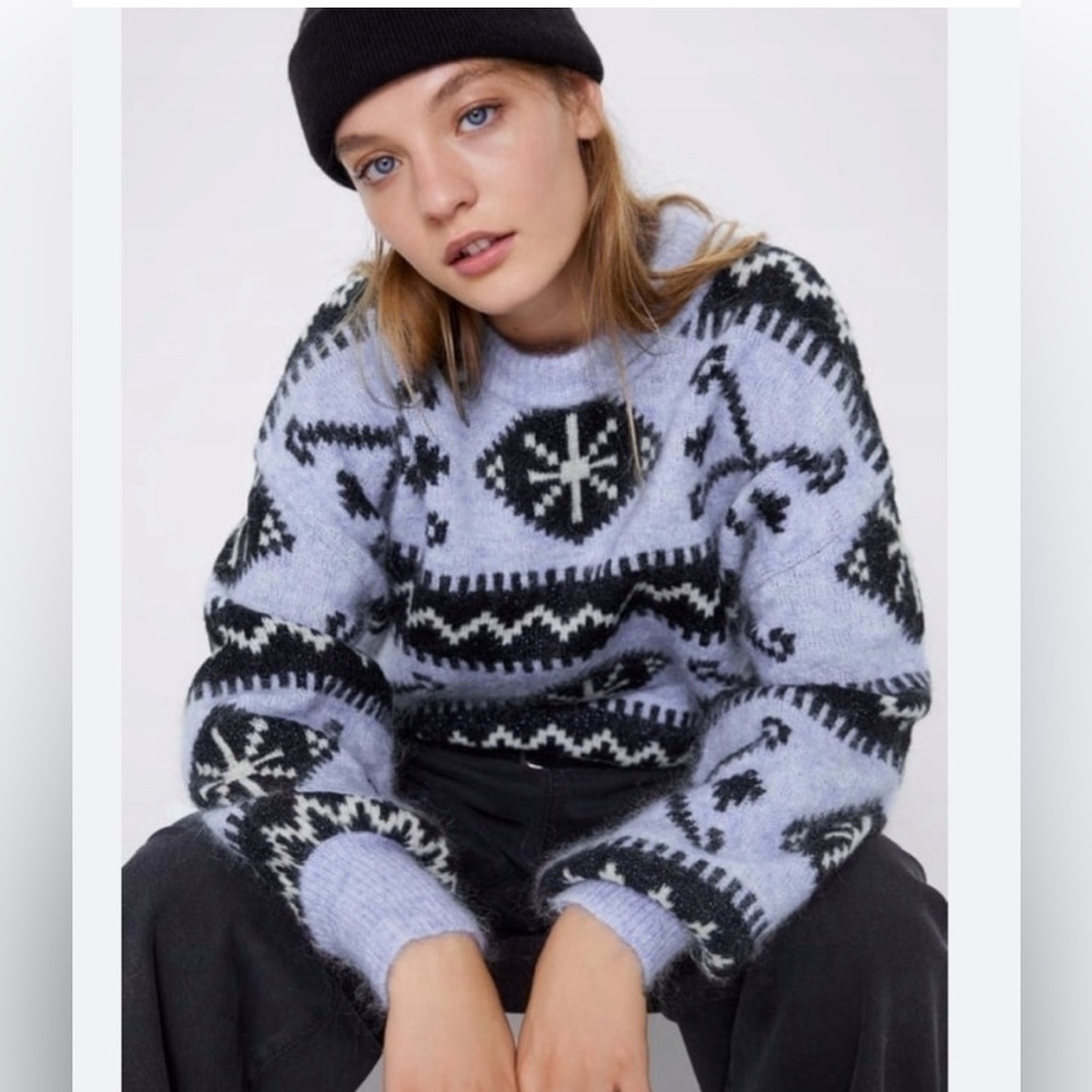 Zara Snowflake Mohair Wool Sweater Size S